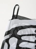 Sexy Butterfly Print Cover Up 2026 Women Black Patchwork Mesh Dress Tunic Bikini Lady Elegant Bath Sarong Wrap Skirt Beachwear