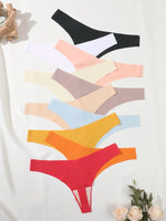 7PCS/Set Seamless Ice Silk Panties Women V-Waist Underwear Sexy Sports Briefs Panties Female Soft Ultra-thin Lingerie G-string