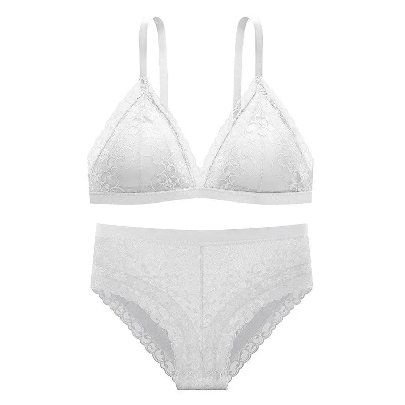 Women Lace Bra Set Push Up Bralette Low Waist Panties Female Embroidery Flora Lace Underwear Sexy Lingerie Set Female Intimates