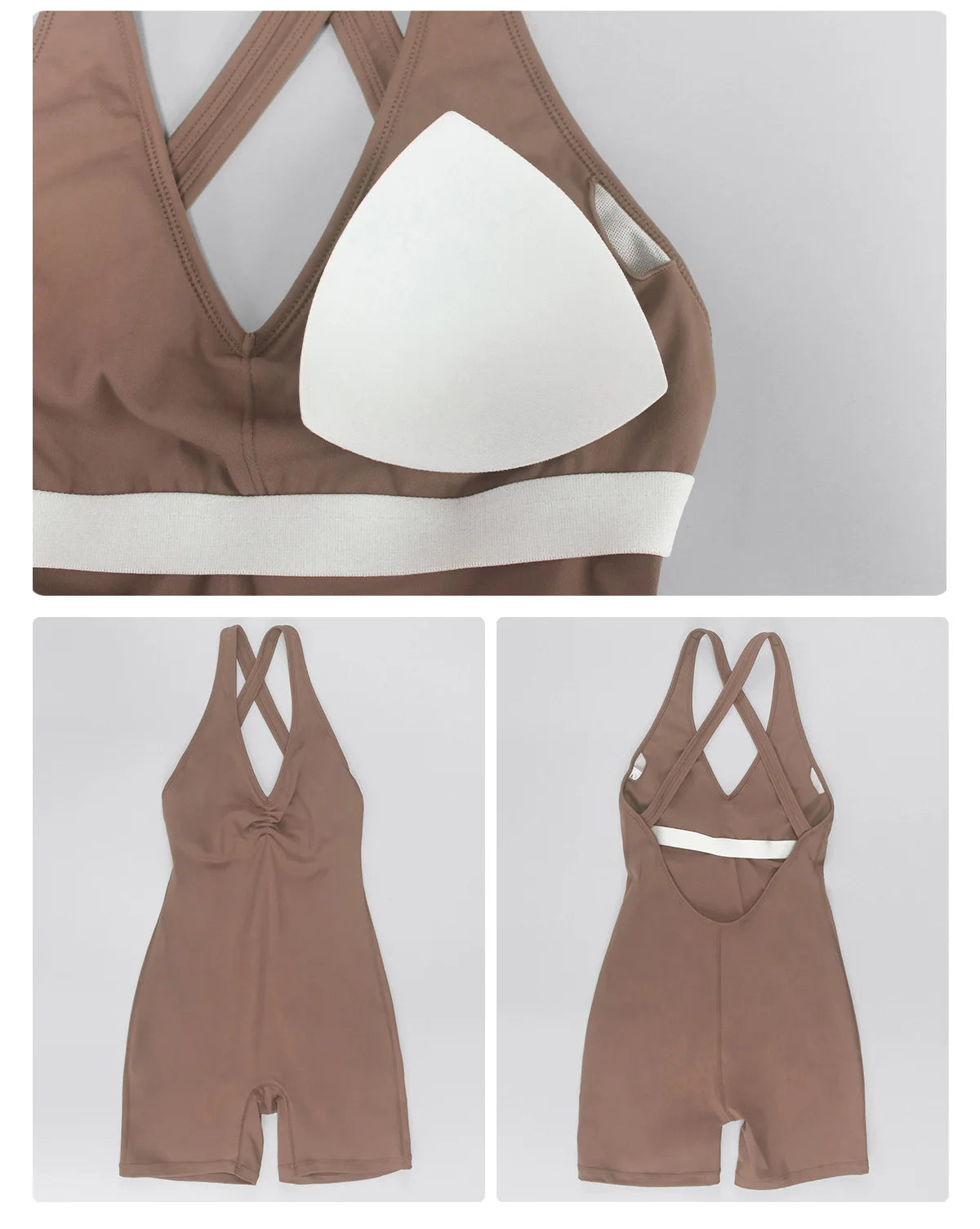 Cross Back V-neck Short Yoga Jumpsuit Women Quick Drying Solid Sleeveless Sports One Piece Suit Outdoor Recreation Bodysuits