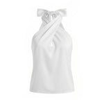 Women Satin Tank Tops Solid Color Backless Sleeveless Cross-criss Halter Vest 2026 Summer Fashion Elegant Top Streetwear