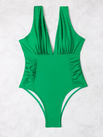 2026 V Neck Solid Bodysuit One Piece Swimsuit Sexy Swimwear Women Bathing Suit Female Swimming Summer Beachwear Bodysuit