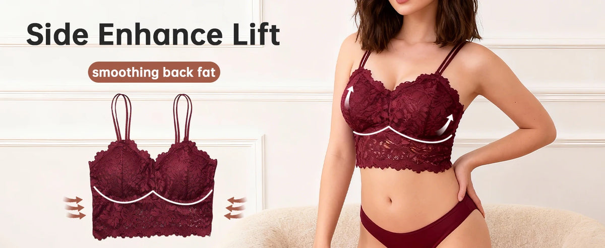 4pcs Women'S Sexy Lace Bra & Panty Set, Breathable & Comfortable, Removable Bra, Stretchy Lingerie Set