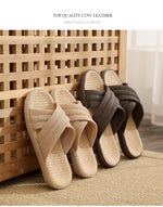 Breathable Cotton Linen Slippers For Women Men Spring Summer House Shoes Anti-slip Solid Color Couples Home Floor Slides