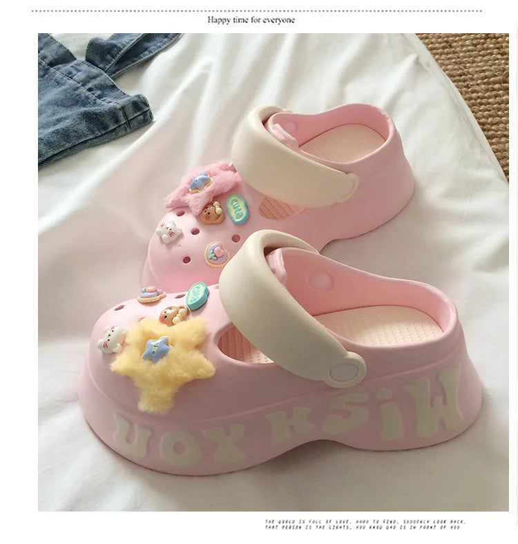 Clogs Thick-soled Slippers Women's Summer 2026 New Style Anti-slip Height-increasing Sandals and Slippers for Outdoor Wear