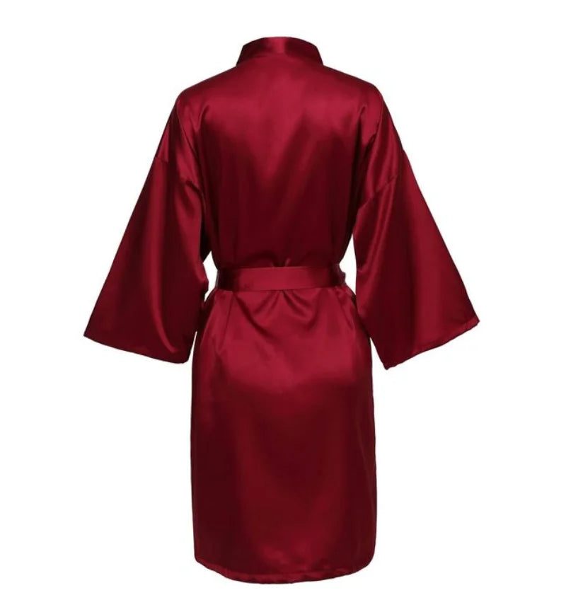 Wedding Party Team Bride Robe With Black Letters Kimono Satin Pajamas Bridesmaid Bathrobe SP2000