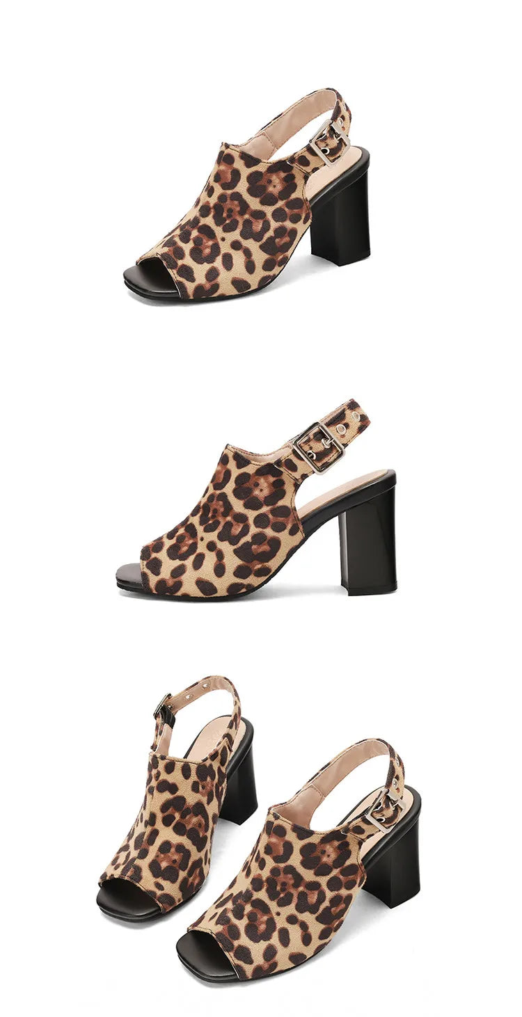 New Women Sandals Peep Toe High Heels Summer Gladiator Shoes Black Brown Woman Ankle Strap Sandalias Female Mujer Big Size