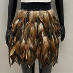 Festival Faux Feather Skirt Punk Gothic Style Hand-Stitched Design Stage Performance Punk Gothic Mini Short Skirt