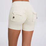 Peach Butt Fitness Shorts Women's Exercise Three-Quarter Pants Cargo Air Dry Pocket Yoga Tight Lift Summer