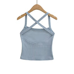 Solid Color Sexy Back-Cross-Strap Tank Top For Women New Summer Slim-Fit Short Outerwear Base Top Pure Desire Casual Style 56ZA
