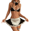 Role Play Bra And Panty Garter Underwear SetAdult Uniform Suit Women's Lingerie Halter Mini Bras Thong Leg Ring + Apron Sets