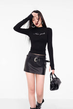 American A-line Half Length Skirt Spring/summer Small Spicy Girl High Waist Slim Fit Tight Sexy Shining Leather Short Skirt 3XQZ