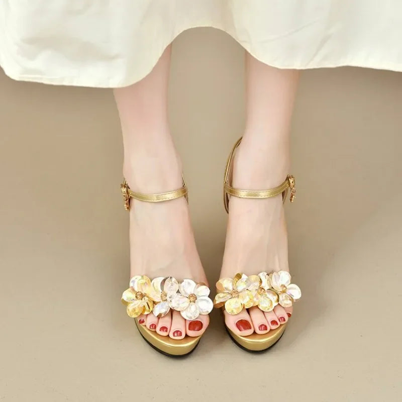 Women Sandals Fashion High Heel Sandals Luxury Banquet Party Dress Sandal Summer Open-toe Women High Heel Sandals