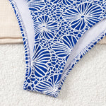 Bandeau Swimsuit Blue Thong Bikinis Women Sexy Print Halter Swimwear Female Padded Bathers Bathing Swim Suit Beach Wear Summer