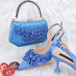 Doershow African fashion Italian Shoes And Bag Sets For Evening Party With Stones green Italian Handbags Match Bags! HFG1-3