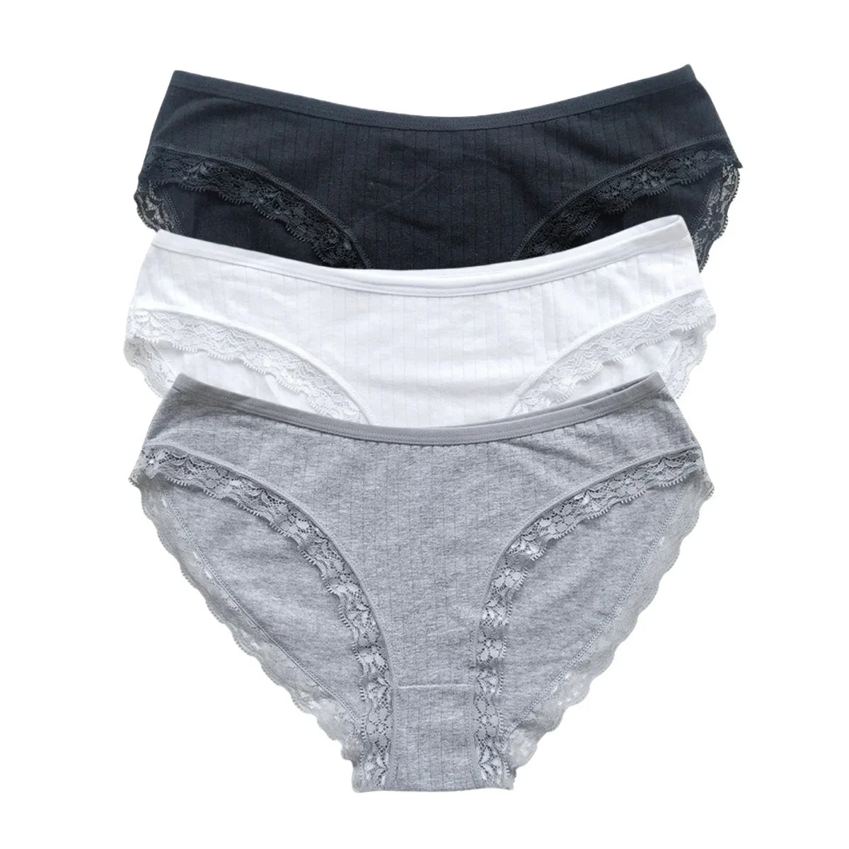 3Pcs/Set Women Lace Briefs Female Underpants Solid Color Pantys M-XL Soft Underwear Sexy Lingerie Intimates Cotton Panties