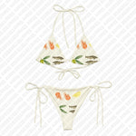 Cute Print Bikini Set Sexy Thong Swimsuit Two Pieces Bathing Suit Punk Gothic Fashion Women Swimwear 2000s Emo Girls Y2k Style