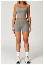 Yoga Shorts Set Women Sports Tank Top with Tight Fitting High Waist Pants Fitness Suit Summer Running Exercise Workout Clothes