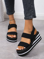 New Minimalist Slingback Wedge Sandals Summer Light Weight Shoes Striped Color Sole Thick Bottom Ladies Leisure Sandalias