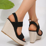 2025 Summer Chunky Wedges Sandals Women Slip On 10 Cm High Heels Sandalias Mujer Plus Size 36-43 Thick Platform Sandles Woman