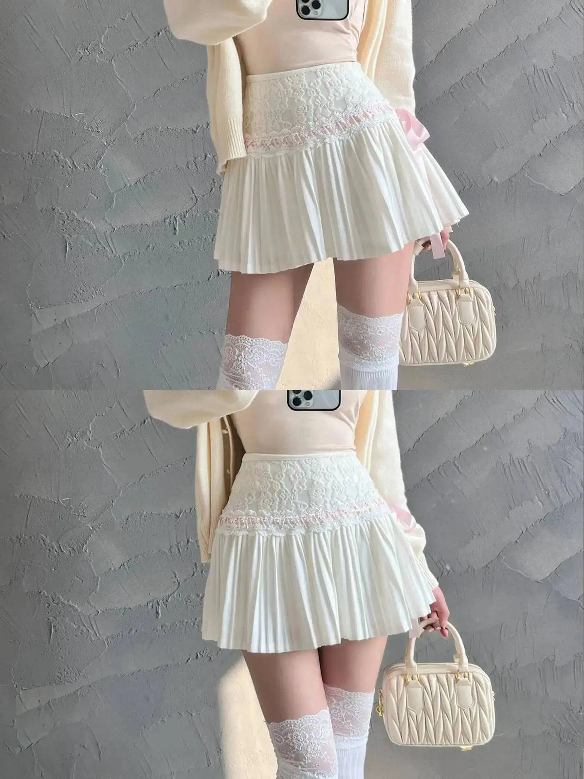 Design Sense Pure Love Girl Pink Cake Skirt Exquisite Sweet Lace Splicing Pleated Skirt Short Skirt Sweet Korean Women 2QEB