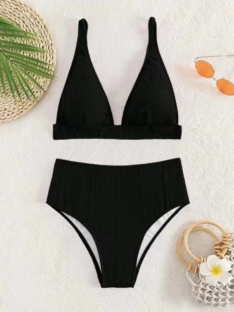 Sexy High Waisted Bikini 2025 Women Swimsuit Two Piece Swimwear Female White Bikinis SetSwim Bathing Suits Brazilian Biquini