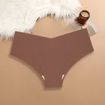 20PCS Women's Seamless Maillard Underwear Sexy V-Shaped Mid Waist Ice Silk Brief 10 Soild Color Cozy Stretch Sexy Underpant S-XL