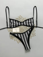 Crochet Striped Brazilian Bikini Women Swimsuit Female Swimwear Two-pieces Bikini Set High Leg Cut Bather Bathing Suit Swim Lady