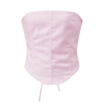 Women Summer Back Bandage Tube Top Sleeveless Strapless Backless Vest Flower Summer Ladies Bustier for Club Party