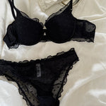 French Lace Women Underwear Sexy Hollow Thin Cup Push Up Bra Fashion Ladies Romantic Lingerie 4 Color Bras With Mesh Panties Set
