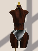 Vintage Black Striped One Piece Swimwear Women 2026 3D Metal Flower Hollow Out Backless Beach Holiday Bathing Suit Swimsuit