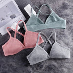 2Pcs/Set Women Ribbed Knit Triangle Bralette Wireless Bra Sexy Lingerie Soft Comfort Underwear Ladies Bra No Pads S-L
