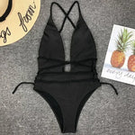Sexy Deep V Neck Wrap Around Female Swimwear One Piece Swimsuit Women Backless Monokini High Leg Cut Bathing Suit Swim Beachwear