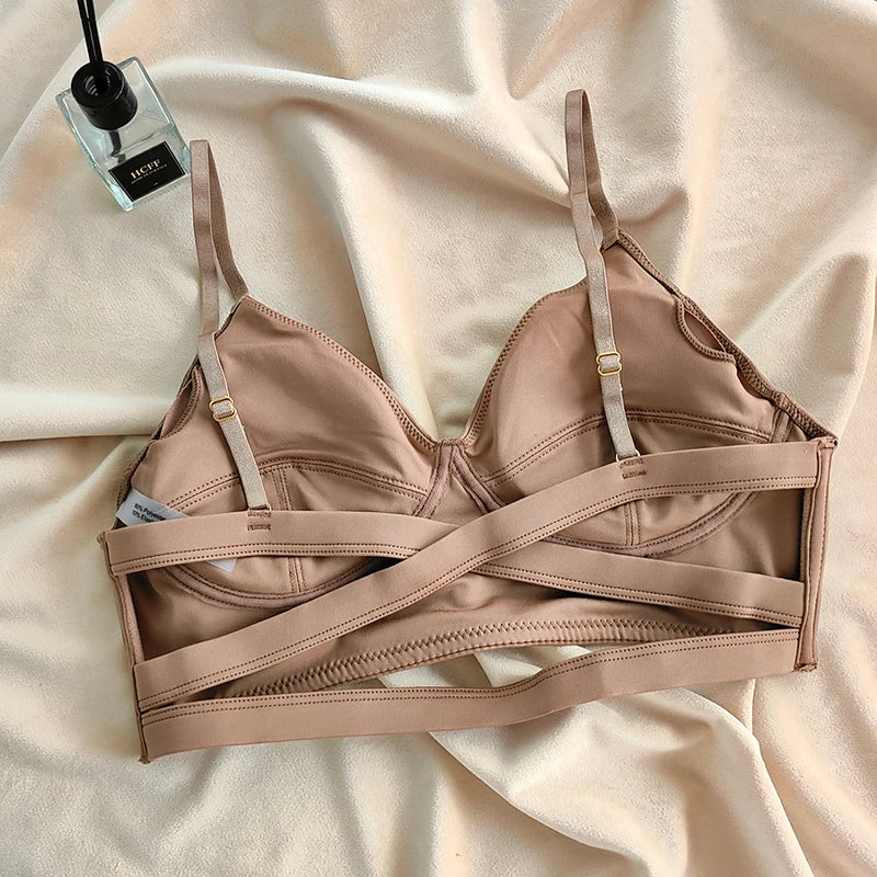 Fashion Women Underwear Cowboy Vest Seamless Simple Bra Deep V Wireless Comfort Brassiere Classic Sling Lingerie Outer Wear
