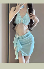 New 2025 Sexy Split Swimsuit Women's Bikini Three Piece Set Niche Release Vacation Style Hot Beach Swimwears Slimming