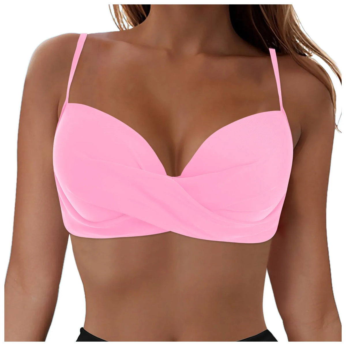 Women's Sexy Bikini Bra Fashion Push Up Underwear Swimsuit Solid Color Cross Tie Bra Pad No Steel Swimsuits Bikini Lenceria