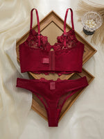 Sexy Large Size Lingerie Women Bra Set Girl Floral Lace Underwear Set Underwire Brassiere Push Up Outfit Delicate Bra Kit