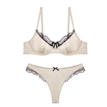French Thin Cup Lingerie Set Sexy Lace Push Up Bra Fashion Women Silk Fabric Underwear High Quality Intimates Bras and Panties