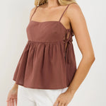 Summer Loose Women's Camisoles Stylish Solid Color Side Strap Spaghetti Straps Crop Tank Tops