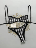 Crochet Striped High Leg Cut Brazilian Bikini Female Swimsuit Women Swimwear Two-pieces Bikini Set Bather Bathing Suit Swim Lady