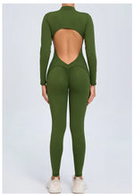 Women Sportwear Yoga Jumpsuit Zip Long Sleeve Back Open Outfit Fitness Tracksuit Tight One-piece Gym Overalls Sports Bodysuit