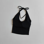 Women's Halter Neck Sports Bra Vest Slimming Tube Top for Yoga Gym Running Beautiful Back Sling Design One Cup Gathered Summer F