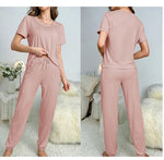 Women's Sleepwear Spring and Summer New Pajamas Women's Short-sleeved Trousers Set Classic Solid Color Casual Loungewear
