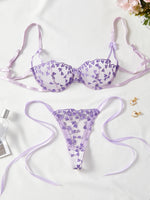 French Lace Heart Bra Set Girls Sexy Women Bralette Adjustable Transparent Embroidery Underwear Thong Bras Lingerie Panties Sets