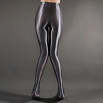 Women Leggings Stage Performance Glossy Shiny High Waist Fitness with Socks Stage Show Skinny Yoga Trousers Women Clothing