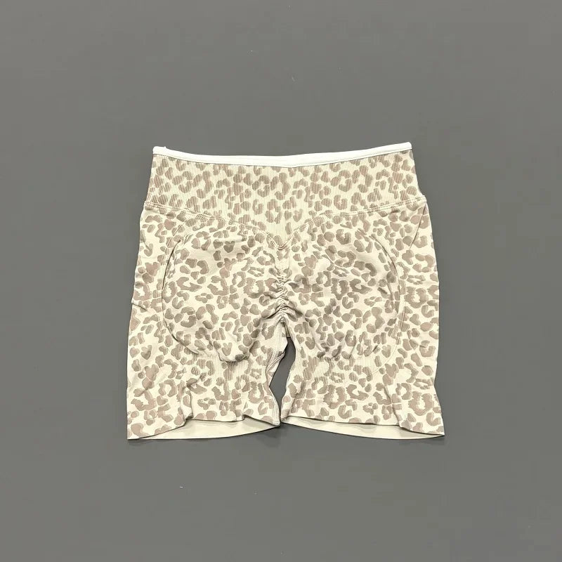 HISTELLO Gym Shorts Seamless Leopard Print Fitness Tights Women Workout Sports Clothes Hip Lift Slim Fit Fitness Yoga Leggings