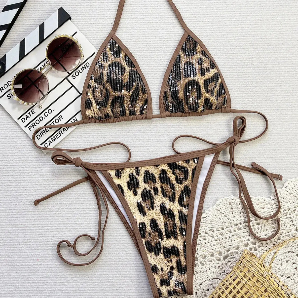 DEKALeopard Micro Bikini Set Women High Cut Push Up Swimsuit Bandage Bathing Suit Padded Thong Swimwear Summer Beach Vacation