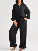 2026 Spring and Summer Casual Suit New Fashion Suit Loose Casual Top Wide Leg Pants Two-piece Set for Women