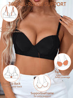 Women Push‑Up Lace Bra Full Side Support Smooth Back Fat Adjustable Strap Gathering Ladies Underwear Bra B6084