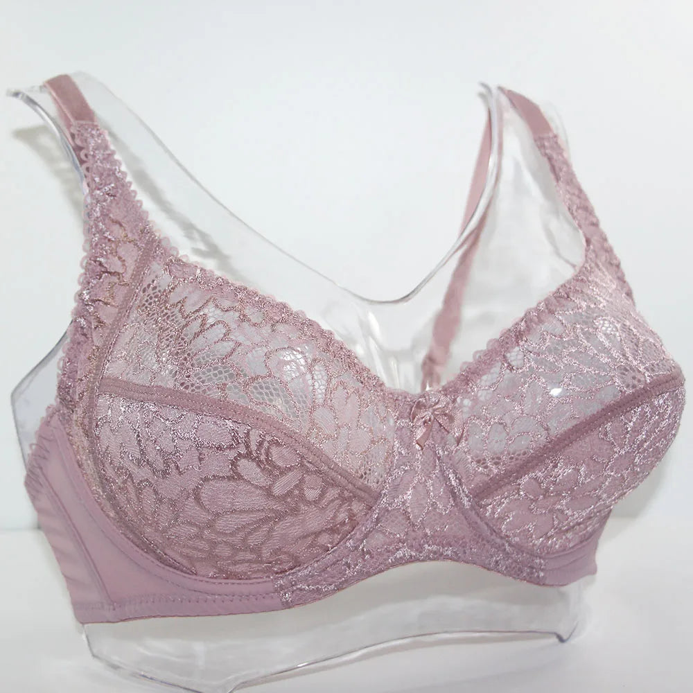 Lager Bosom Lace Perspective Bra For Womens Sexy Lingerie Underwire Embroidery FloralBralette Plus Size Brassiere Top